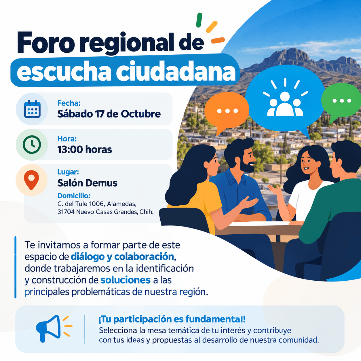Flyer de Foro regional de escucha ciudadana
